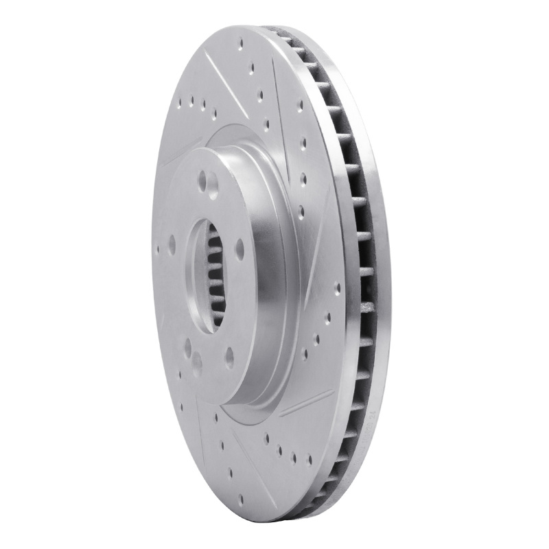 Hyundai Santa Fe Brake Rotor (1) - Front Right - R1 Concepts - Drilled & Slotted - Silver - `07-`09
